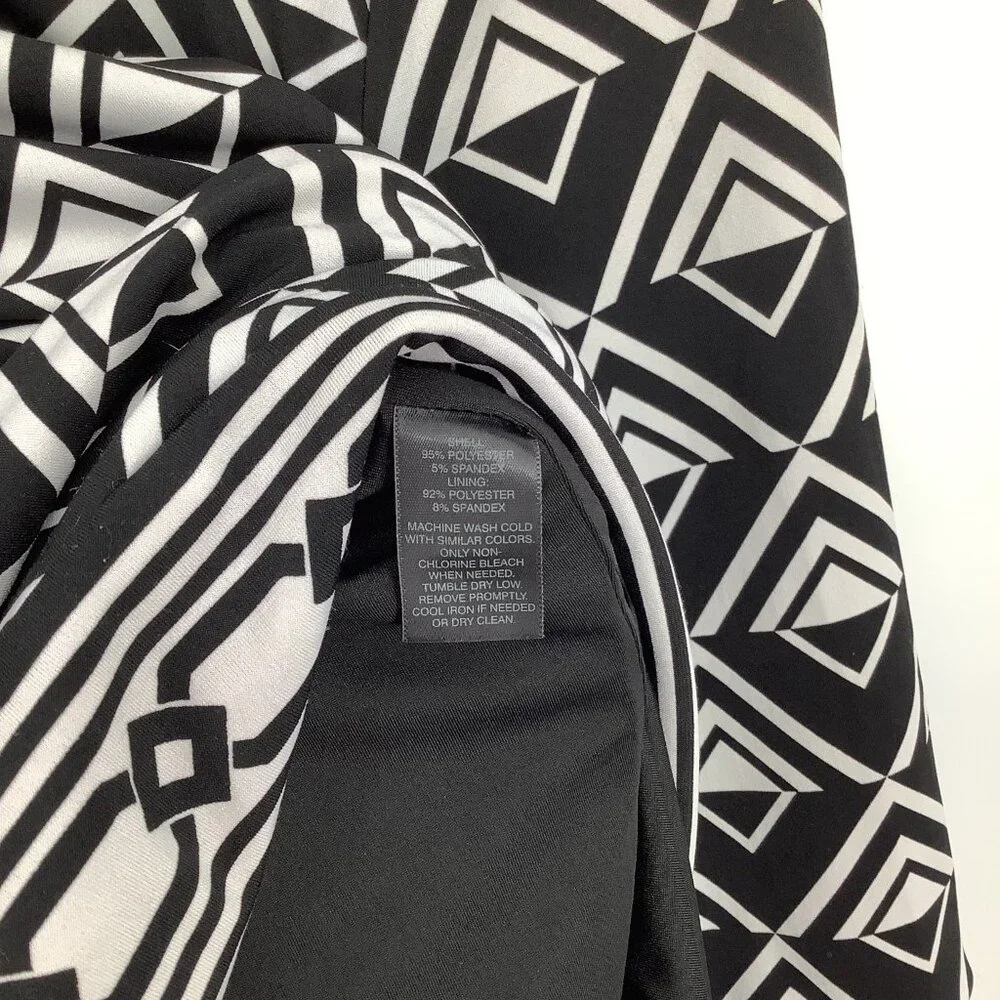 WHITE HOUSE BLACK MARKET Women's Black & White M Geometric 3/4 Sleeve Dress - Picture 6 of 7